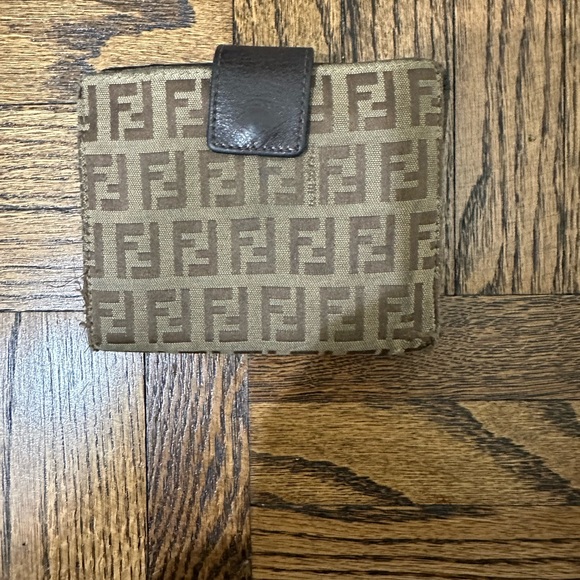 Authentic FENDI Zuccha Brown/Black Canvas Leather Small Wallet - Picture 3 of 6